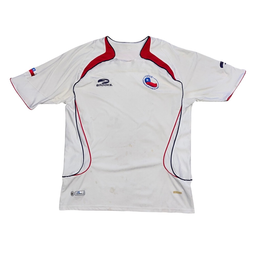 Brooks Chile National Team Soccer Jersey Mens White Red Blue La Roja Kit XL